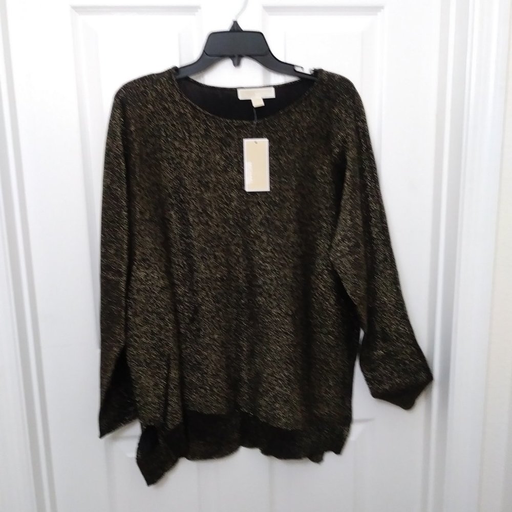 SOLD SOLD Michael Kors Gold Metallic Party Ready Tunic Top Large - Picture 9 of 16